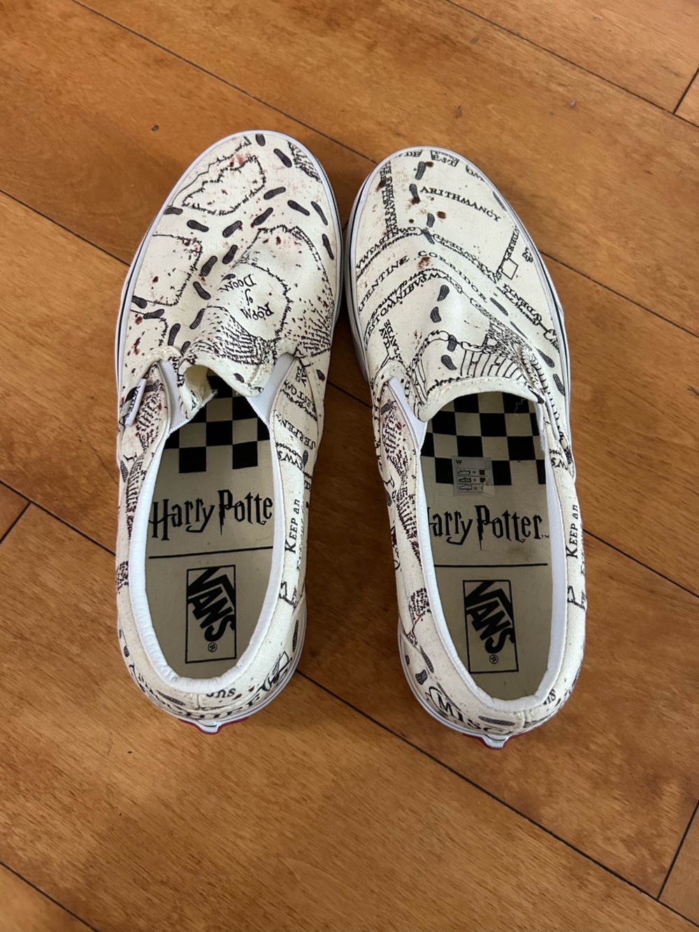 Vans Harry Potter Marauder's Map Slip-On Sneakers - Cream/Black